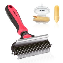 JUSTSHINY Pet Grooming Set – 1 Brush + 2 Toothbrushes (Soft & Finger) for Dogs & Cats(pink)