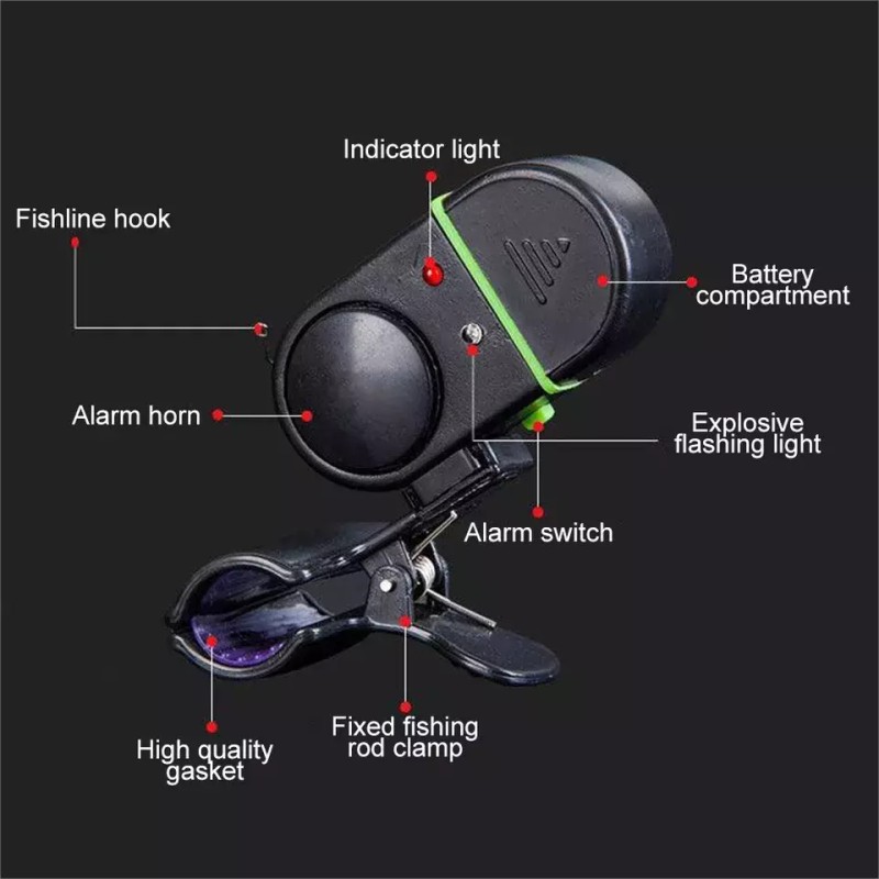 4Pcs Electronic LED Light Fishing Bite Sound Alarm Alert Bell