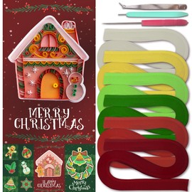 Halandar Christmas Cards Beginner's Paper Quilling Kits 13 pcs Quilling Paper Tools and Supplies with 6 Colors 54cm Quilling Strips for Paper Art Craft Lovers, DIY Handcraft Quilling Set 0.5cm