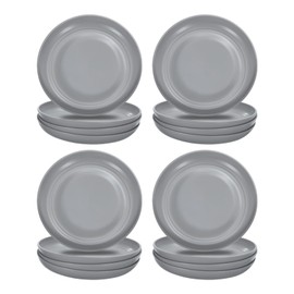 uxcell 12Pcs Plastic Plates Set, 8 Inch Unbreakable Dinner Plates Set Plastic Plates Reusable Dishwasher & Microwave Safe for Restaurants Kitchen Food Outdoor Camping, Light Grey
