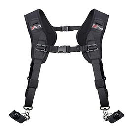Ztowoto Double Shoulder Camera Strap Harness Quick Release Adjustable Dual Camera Tether Strap for DSLR SLR Camera (focus)