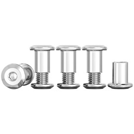 Drenky 10 Sets Connection Screws M4 Belt Buckle Binding Bolts 304 Stainless Steel Screw Post M4 X 10mm Furniture Bolts Sleeve Nuts for Bed, Door, Table, Chair, Worktop, Cabinet