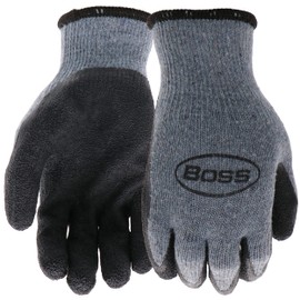 Boss Men's Textured Latex Coated Work Gloves, Water Resistant, 13 Gauge Polyester Shell, Gray/Black, X-Large, (B32041-XL)