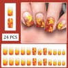 Fall Glitter Press on Nails Medium Square Fake Nails Orange