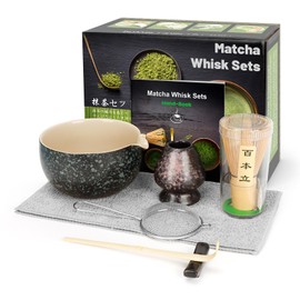 Matcha Kit Japanese Ceremony, Bamboo Spoon, Bamboo Scoop, Whip Holder, Matcha Set for Tea Ceremony, Drink, 7 Pieces