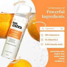 Little Extra Rice Berry 10% Vitamin C Face Serum for Glowing, Bright Skin - Fade Dark Spots, for Dull Skin, Uneven Skin Tone, Non Irritating, All Skin Types, Women and Men, 30ml