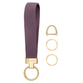 Fishent Stretchy Wristlet Keychain, Cute Key Chain, Woven Wrist Lanyard for Car Keys with 2 Keyrings and D-ring for Women Men