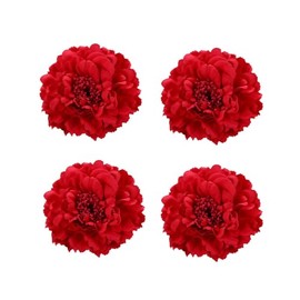 Koolgil Women's 4Pcs Bohemia Peony Flowers Hairpin Hair Clip Flower Brooch for Travel Party Festivals (Red)