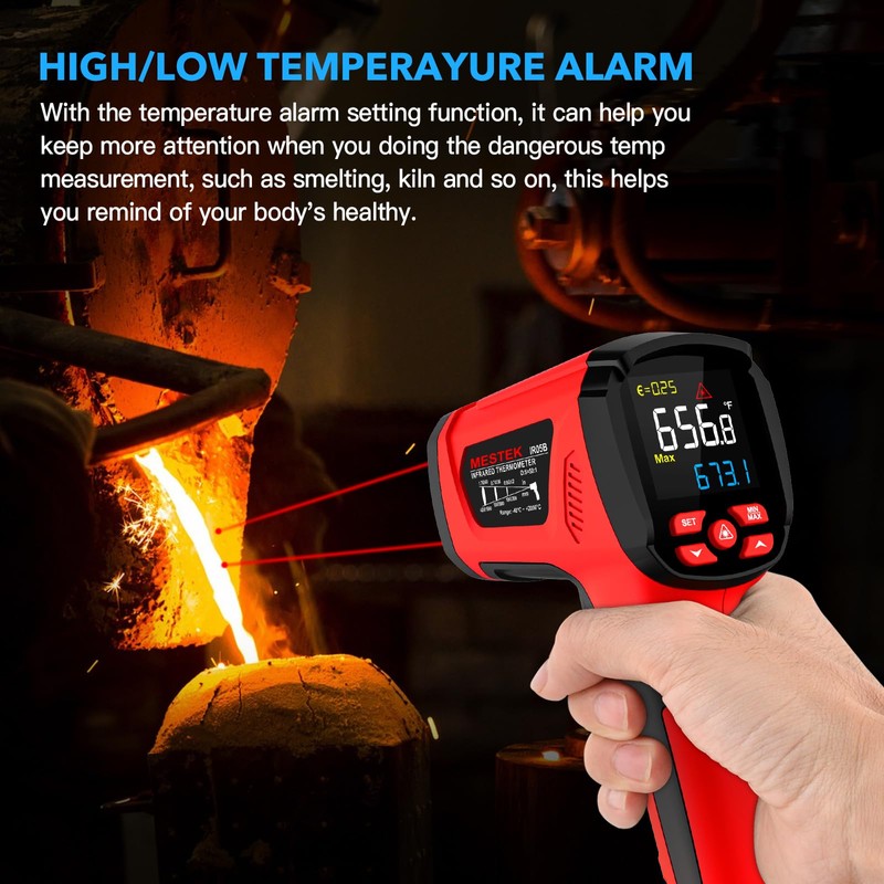 MESTEK Infrared Thermometer Temperature Gun, -40℉~3632℉, Non Contact Digital Laser