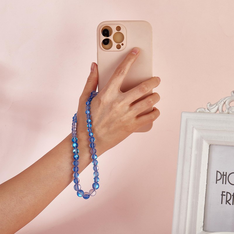 BEEFLYING Crystal Stone Beads Wrist Straps for Phone Handmade Anti-lost