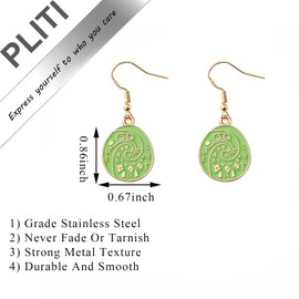 PLITI Ocean Princess Gift Polynesian Princess Gift Ocean Movie Inspired Earrings For Fairy Tales Lover (green logo earringsCA)