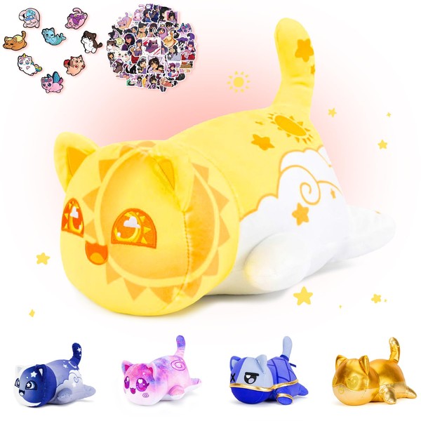 KOWSI 69-PCS 11-inches Sun Cat Plush + 60-Sticker + 8-Pcs