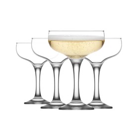 LAV Small Champagne Coupe Cocktail Glasses Set of 4 - Margarita, Martini, Wine, Cute Vintage Glassware - 7.9 oz - Elegant Classy Birthday, Bachelorette Party Gift, Bride, Champagne Tower, Home, Bar