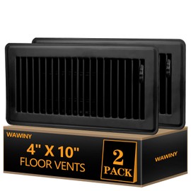 WAWINY 4x10 Floor Register,2 Pack Heavy Duty Steel Floor Vent Covers for Home or Office,Rust-Resistant Walkable Air Vent Covers with Adjustable Airflow, Easy Installation Wall or Sidewall (Black)