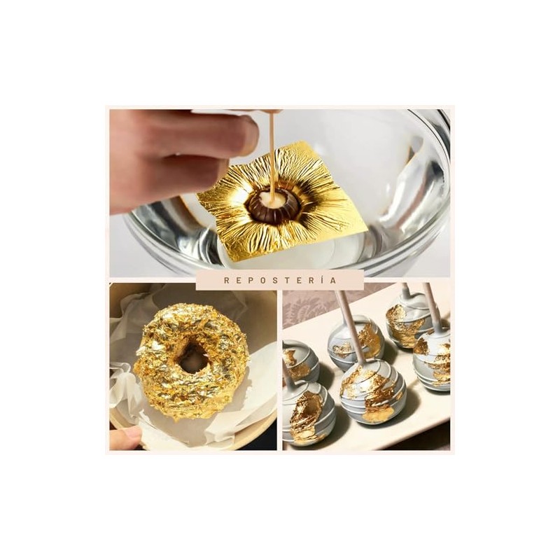 MODA TURÍN - 20 Láminas Oro Genuino Comestible 24K 4.33