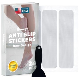 Homergy Anti Slip Shower Stickers 24 PCS, Invisible Non-Slip Shower Strips for Adults, Premium Adhesive Bath Tub Stickers (Clear)