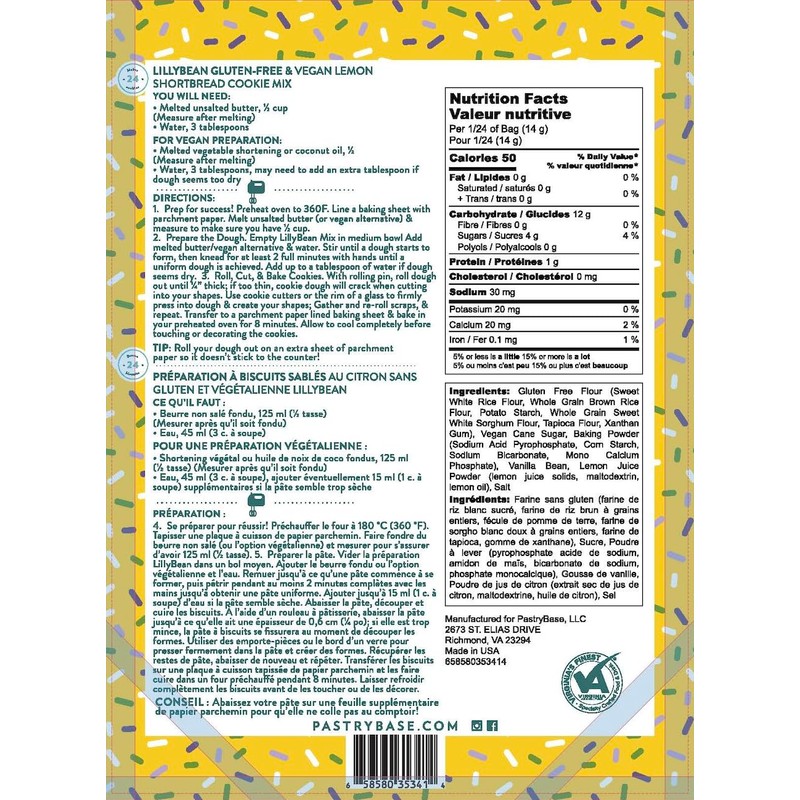 LillyBean by Pastrybase Lemon Shortbread Cookie Mix, 340g