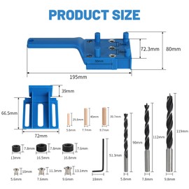 EXLECO Drilling Template Dowel Aid Dowel Gauge Drilling Aid Vertical Drilling Dowel Device with 6 mm 8 mm 10 mm Drill Wood Dowel Dowel Centre Point Drill Guide for Dowel Holes Woodworking Blue