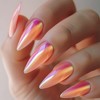 IMRAIN Press on Nails Medium Almond Fake Nails Laser Glossy