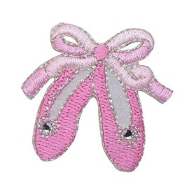 Pink Ballet Shoes - Slippers with Rhinestones - Embroidered Iron on Patch