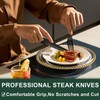 Black Hammered Silverware Set With Steak Knives, 24-Piece Stainless Steel