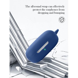 Case for SHOKZ OpenFit Air - Open-Ear Headphones,Soft Protective,BOVUGAC Silicone Case Cover with Keychain & Cleaning Kit & Lanyard for SHOKZ OpenFit Air Earbuds-Blue