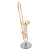 Miniature Trombone Replica with Stand and Case Gold Plated Instrument