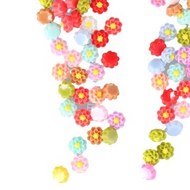 100Pcs 6mm Kawaii Flowers Cabochons Mixed Colors Resin Flat Charms No Hole Mini Resin Daisy Flatback Jewelry Embellishment for Earrings Ring