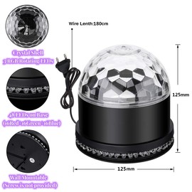 Disco Ball, 5 W LED Disco Light, Party Light, RGB Disco Ball, 51 LEDs, Music Controlled & Automatic Mode with EU Plug, Stage Lighting, Disco Party Light, Decoration for Home, Birthday, Christmas, KTV
