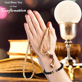 Confirmation Gifts for Teenage Boys, Cross Bracelet with Confirmation Card, Confirmation Sponsor Gifts, Catholic Christian Easter Confirmation Gifts Teen Boys Grandson Son Godson