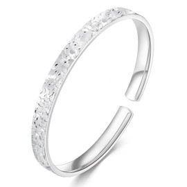 CCAIPU Silver Bracelet for Women, Adjustable 925 Sterling Silver Bangle Jewellery Gifts for Women Mother Girls, One size, Silver, No Gemstone