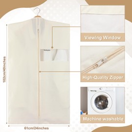 Aliceset 12 Packs 40.16 Inches Cotton Garment Bags for Hanging Clothes, Canvas Suit Bags for Clothes Coats Jackets Shirts Closet Storage Travel Gusseted Hanging Garment Cover