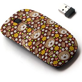 2.4G Wireless Mouse with Cute Pattern Design for All Laptops and Desktops with Nano Receiver - Cute Bears Paws on Brown