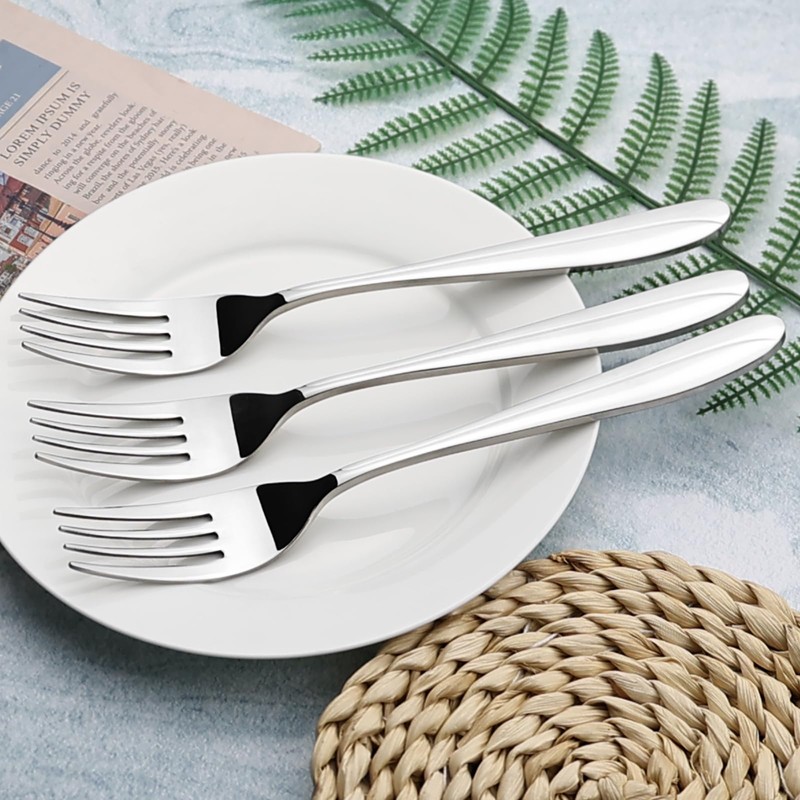 Ramddy 8 Pieces Stainless Steel Serving Forks, Large Buffet Serving