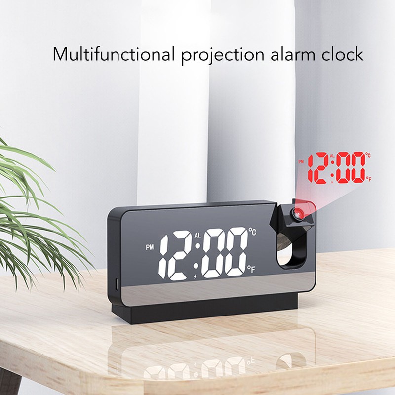 Projection Alarm Clock Time Date Temperature Display 180 Degree Wide