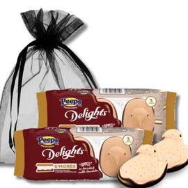 Peeps Delights - S'MORES Flavored Chicks Dipped in Milk Chocolate - Easter Basket Stuffers - Gift Pack of 2, 3 Count Packages By Lyza's Sweets & Treats