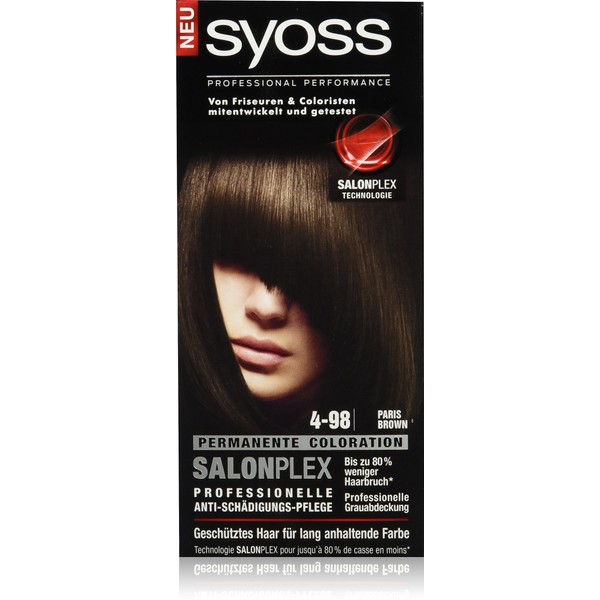 Syoss Hair Colour, 4-98 Paris Brown, Pack of 3 (3