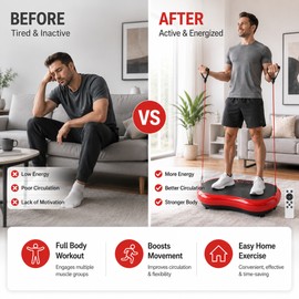 Vibration Plate Exercise Machine for Home Workouts – Whole Body Fitness Platform with 300 Speed Levels, Preset Programs & Resistance Bands