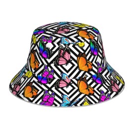 Siarnew Unisex Fashion Bucket Hat for Women Men, Summer Outdoor Sun UV Protection Casual Fisherman Cap Butterfly Squared