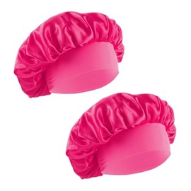 Kellegour Pack of 2 Silk Caps for Sleeping, Satin Hair Cap, Adjustable Sleep Cap, Women's Satin Bonnet Sleep Cap, Silk Sleep Cap, Satin for Women and Girls, Curly Natural Hair (Rose Red), Rose Red, 30
