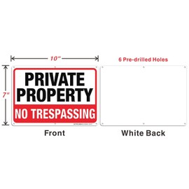 Private Property No Trespassing Metal Sign (2 Pack), 10 x 7 Inches Rust Free .040 Aluminum Sign – Reflective – Weatherproof - Easy to Mount - Indoor & Outdoor use