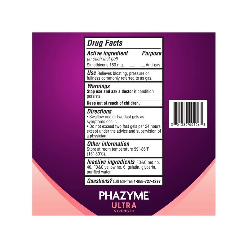 Phazyme Ultra Strength 180 mg Anti-Gas Softgels 48 Count (Pack