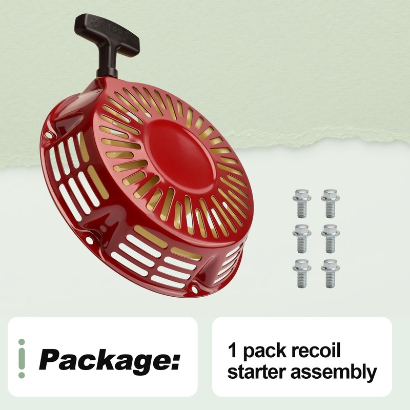 Quctaki Recoil Starter Assembly with Pull Cord Handle and Bolts