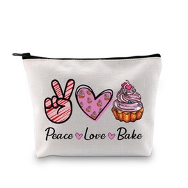 Funny Bakers Themed Gifts Peace Love Baking Cosmetic Bag Zipper Cooking Lover Gift Pastry Baking Apprentice Gift, peace love baking