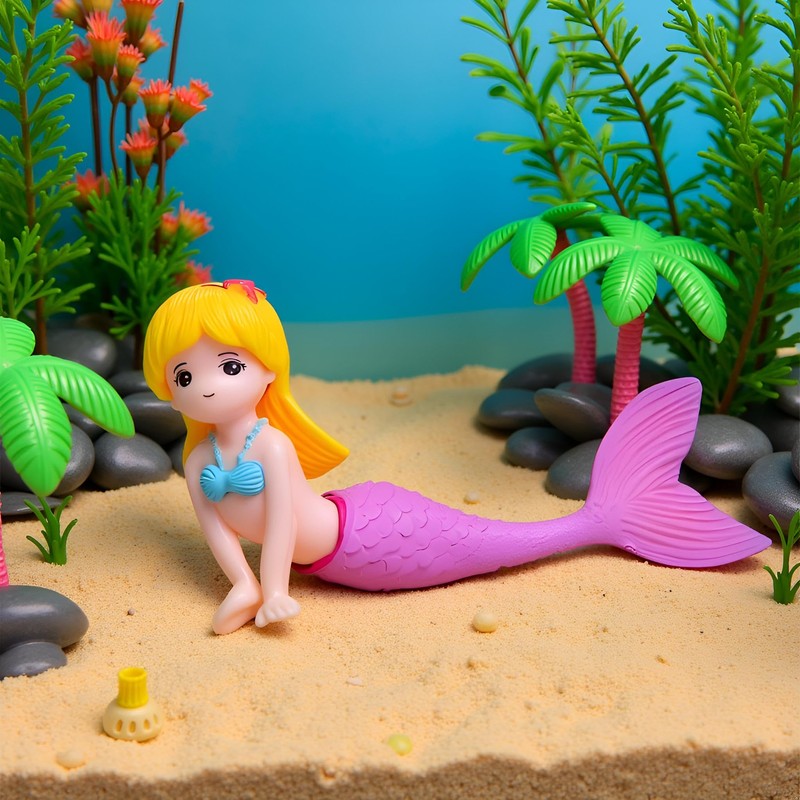Zcccc Pink Mermaid Figurine Aquarium Ornament, Plastic Fish Tank Decor,