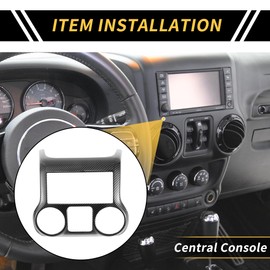 REPAIROCK 1 Pcs Central Console Dashboard Panel Cover Trim for Jeep Wrangler JK JKU 2011-2017 Dash Air Vent Cover Trims Carbon Fiber Pattern ABS Black