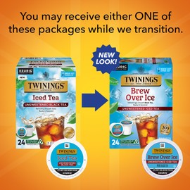 Twinings Brew Over Ice Unsweetened Black Iced Tea K-Cup Pods for Keurig, 24 Count (Pack of 1), Refreshing, Smooth, Caffeinated | Packaging May Vary