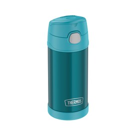 THERMOS kids FUNTAINER STRAW BOTTLE 0,35l, ocean teal, Thermosflasche für Kinder aus Edelstahl, mit Strohhalm, 12 h kalt, absolut dicht, für Schule, Kindergarten, Pause