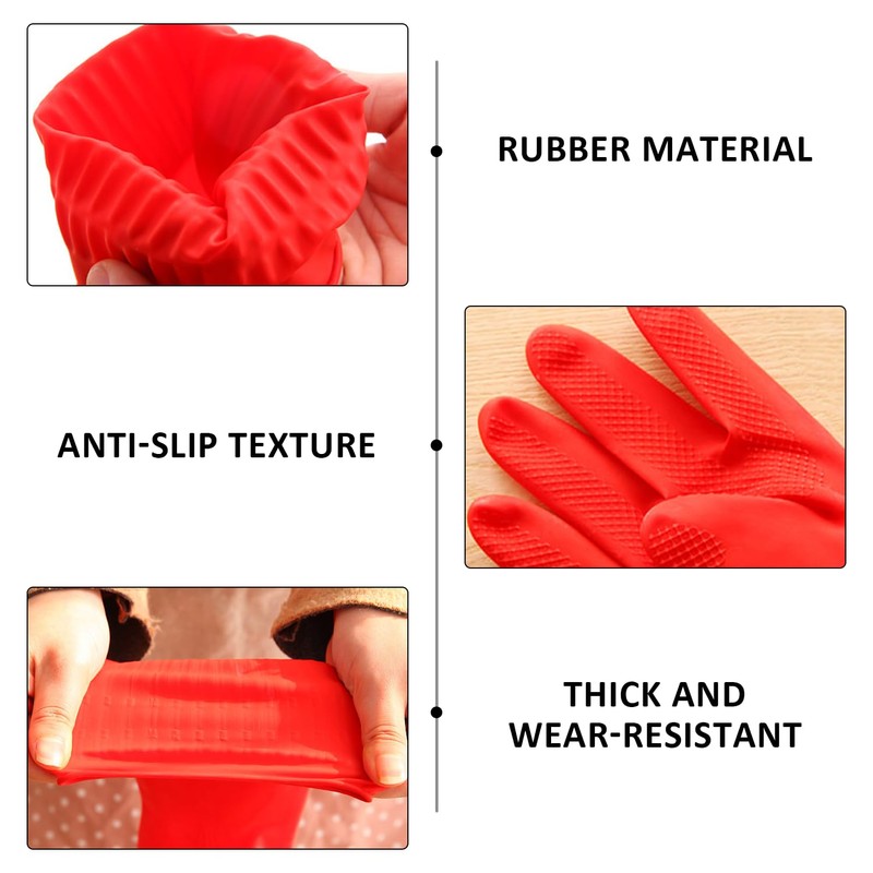 JTMKYO 2 Pieces Extra Long Kitchen Cleaning Rubber Gloves, Waterproof