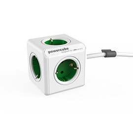 Power Cube Extended EU Green, Socket Cube with 5 Sockets, Desk Mounting Kit and 1.5 m Cable, 230 V, 10 A Max.